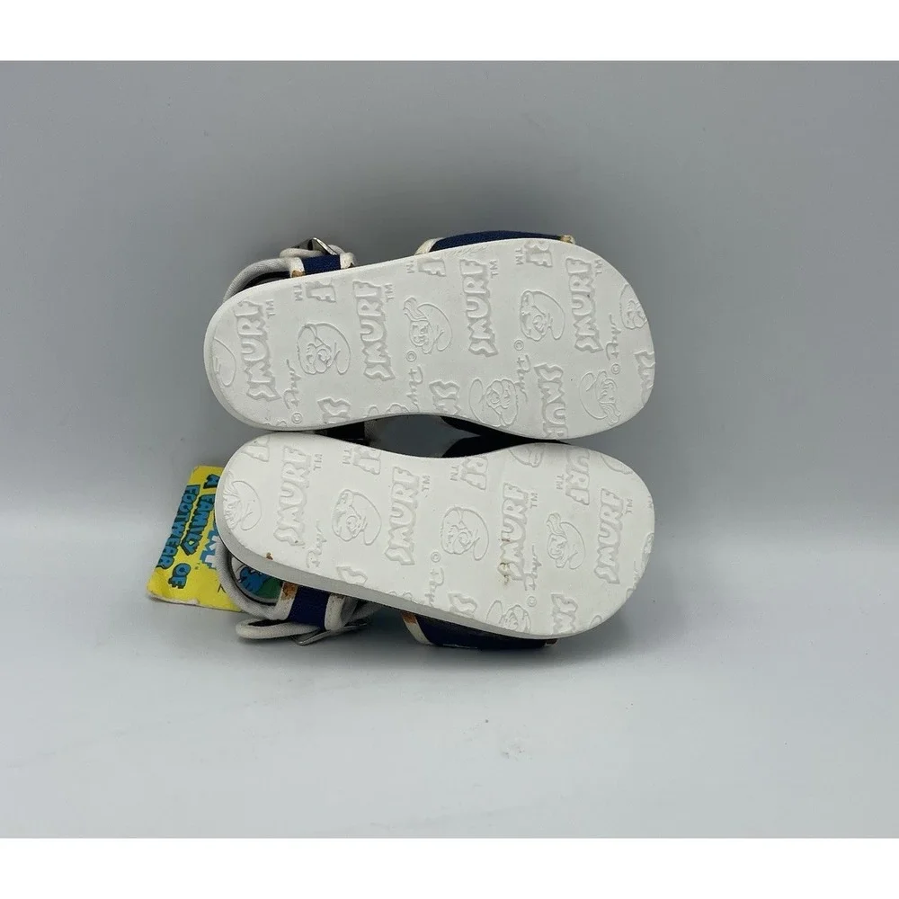 Vintage 1982 Smurf Baby Shoes Size 3 Sandals Peyo Buckles Blue‎